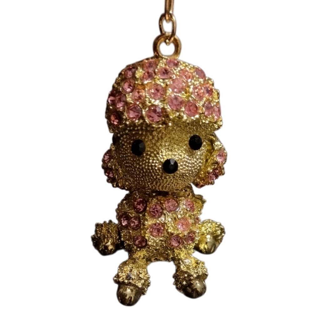 Poodle Rhinestone Bag Charm/ Keychain With Movable Head, Body, Ears, Feet